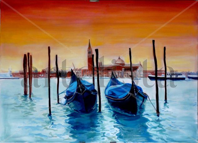 Góndolas en Venecia. Oil Canvas Landscaping