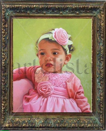 retrato de niña al oleo 