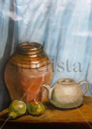 BODEGON TINAJA Pastel Paper Still Life Paintings