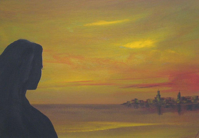 PÔR-DO-SOL COM MARIA Acrylic Canvas Landscaping