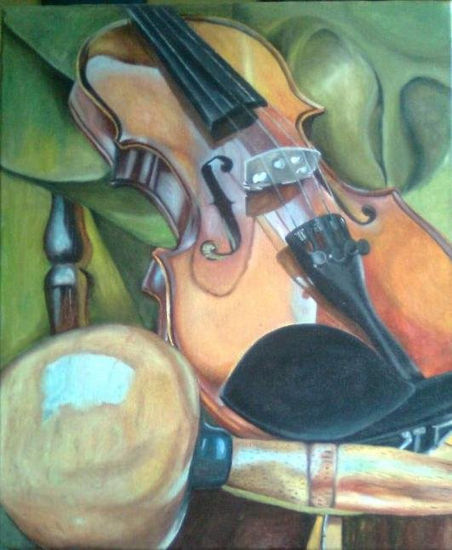 Violines y Maracas Oil Canvas Still Life Paintings