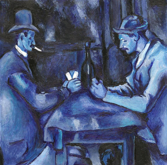 Juego de Naipes en azul ( Reproducción de Cézanne) 