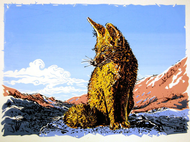 zorro de cordillera Serigrafía