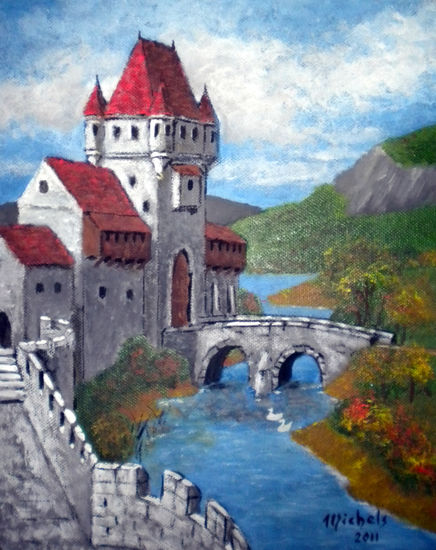 L'entrée d'un bourg médiéval Acrylic Canvas Landscaping