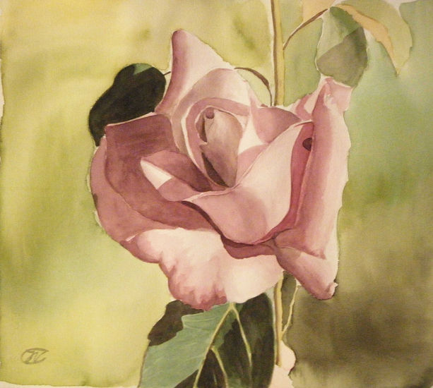 Rosa violeta Watercolour Paper Floral Painting