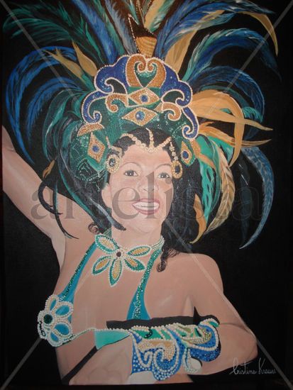 Retrato de carnaval Acrylic Textile Portrait