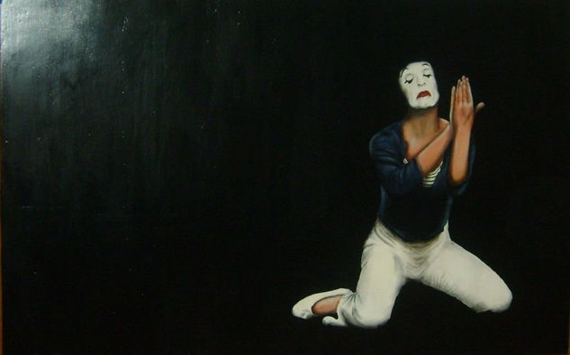 Marcel Marceau.. Acrylic Panel Figure Painting