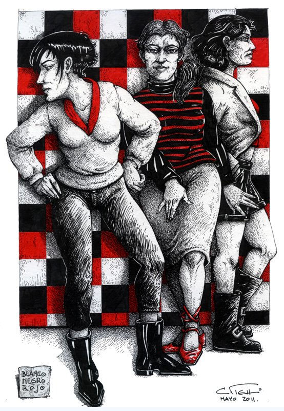 blanco negro y rojo
