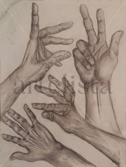 HANDS, HANDS, EVERYWHERE Charcoal