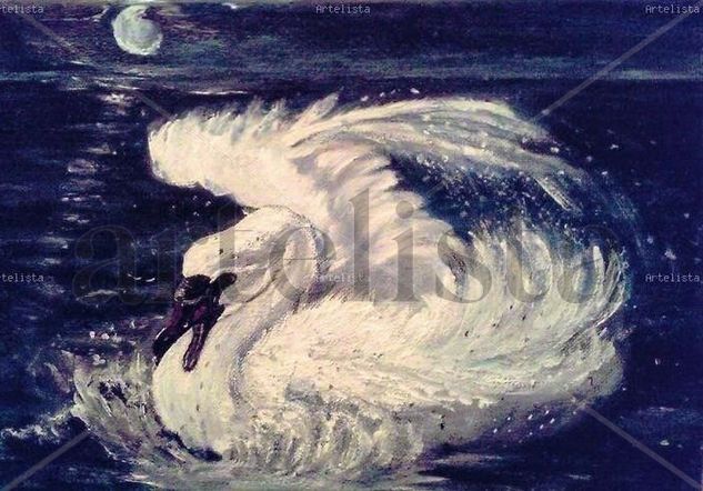 EL CISNE CANTANDO EL AMOR Oil Canvas Marine Painting