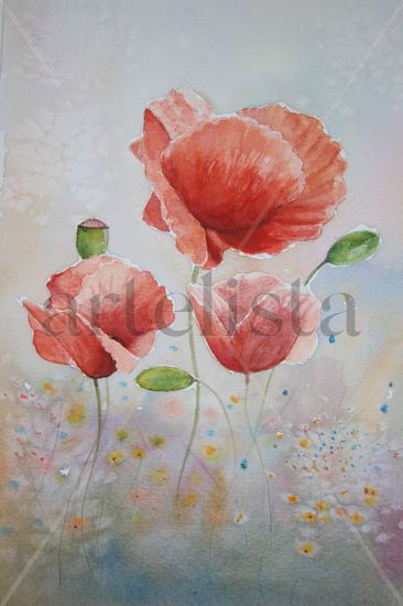 amapolas Watercolour Paper Floral Painting