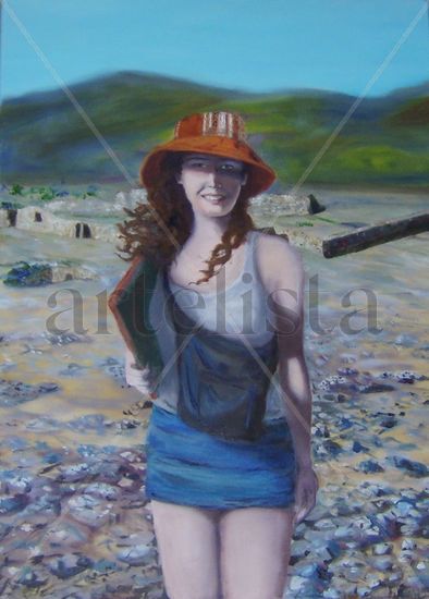 la chica del sombrero Oil Canvas Figure Painting