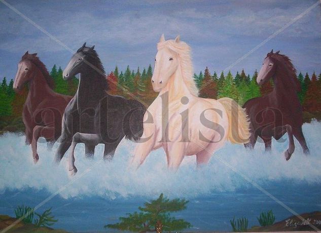 Caballos Salvajes Oil Canvas Landscaping