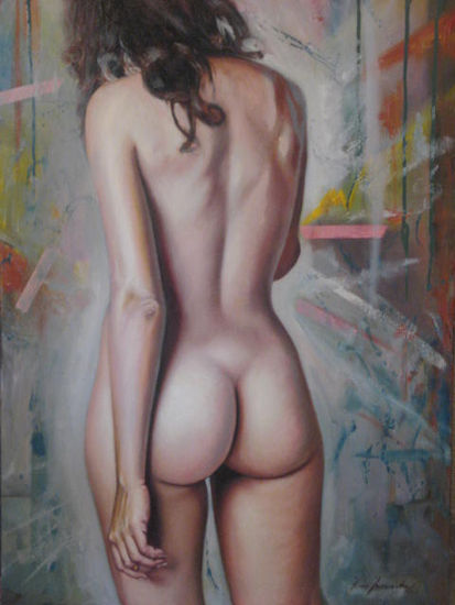 La modelo pintando Óleo Lienzo Desnudos