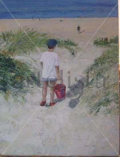 Nicolás, camino a la playa Oil Canvas Landscaping