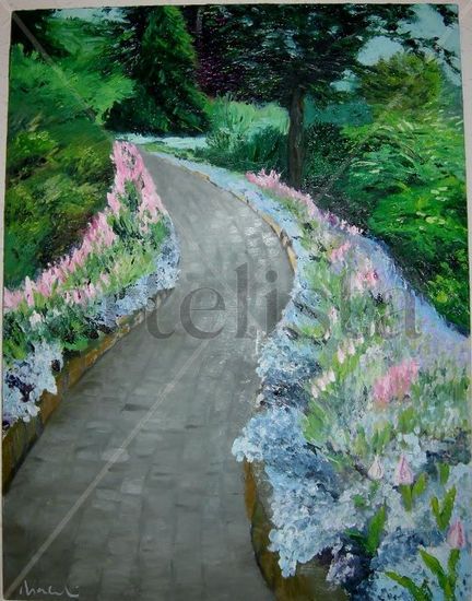 Camí de Tulipes Oil Canvas Landscaping