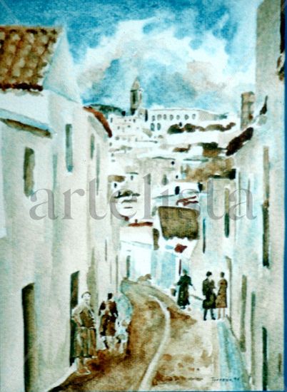 Calle de Vejer Acuarela Papel Paisaje