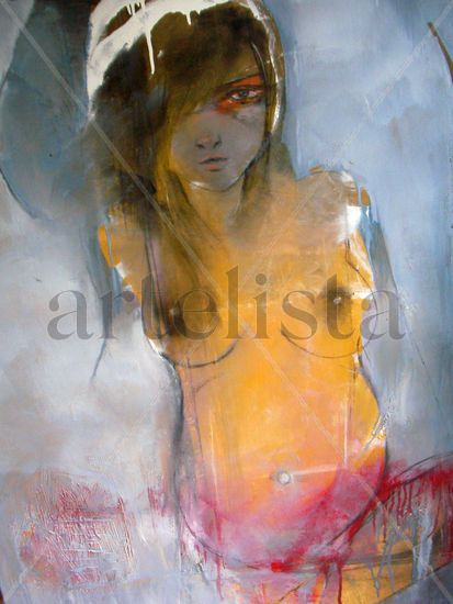 embarazada joven Industrial Canvas Figure Painting