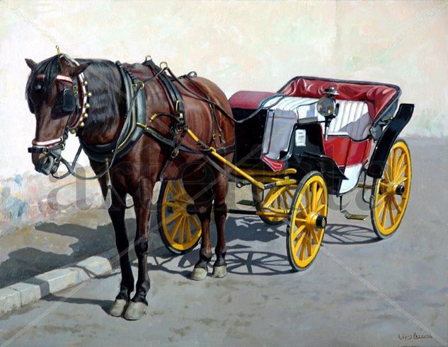 COCHE DE CABALLOS Oil Panel Animals