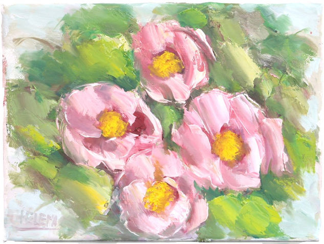 Rosas cor de Rosa Oil Canvas Landscaping