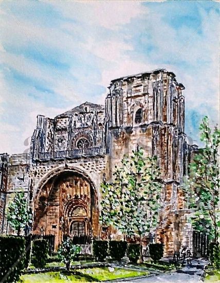 Iglesia de San  Marcos (León) Acuarela Papel Paisaje