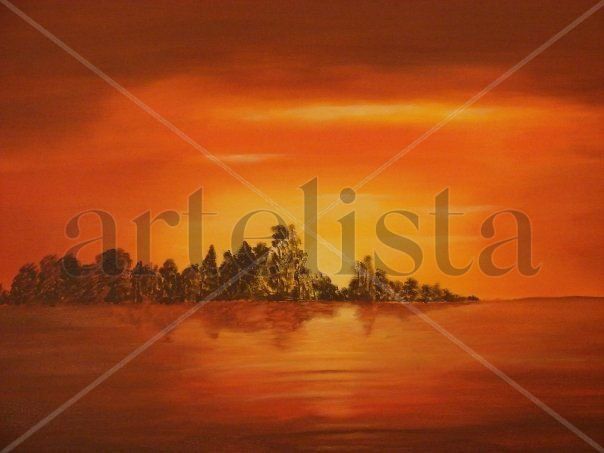 A LA CAIDA DEL SOL Oil Canvas Landscaping