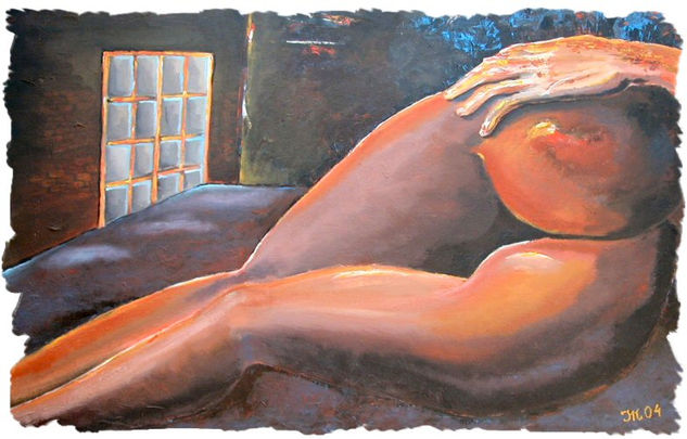 Desnuda frente a la ventana Acrylic Panel Nude Paintings