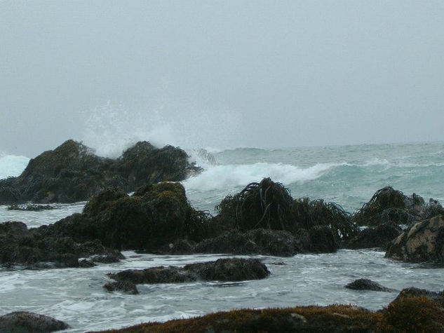 EL MAR EMBRAVECIDO CASTIGA LAS ROCAS Naturaleza Color (Digital)