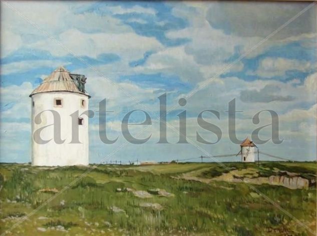 Molinos de la Mancha Oil Panel Landscaping