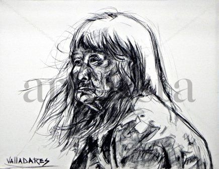 Anciana -indígena- paraguaya Charcoal