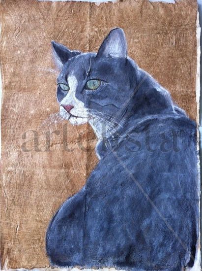 Gato Gris Acrylic Paper Animals