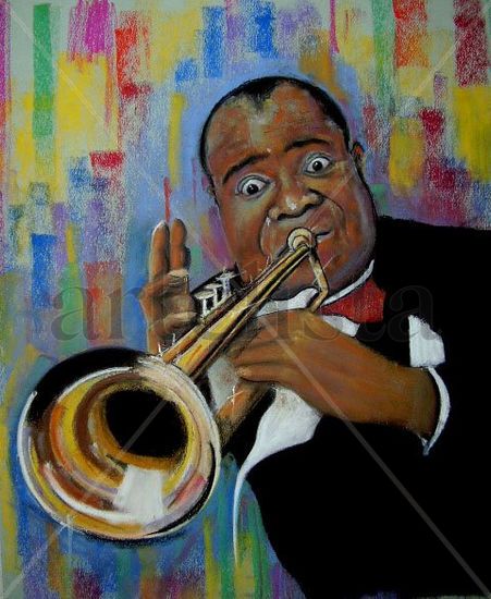 Louis Armstrong Pastel Papel Figura