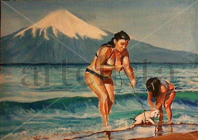 En Llanquihue Acrylic Textile Figure Painting