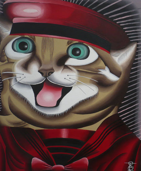 gato marinerito Oil Canvas Portrait