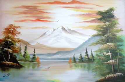Lago en atardecer