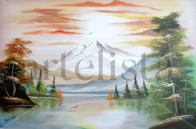 lago en atardecer