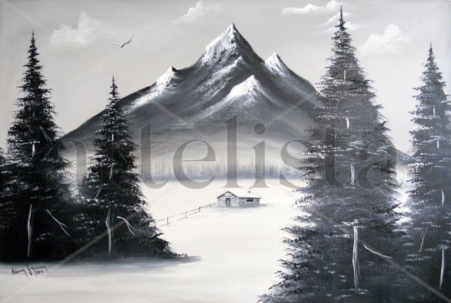 nevado blanco y negro Oil Canvas Landscaping