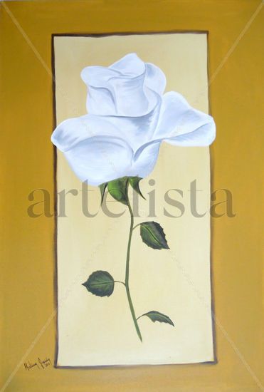 rosa blanca Oil Canvas Floral Painting