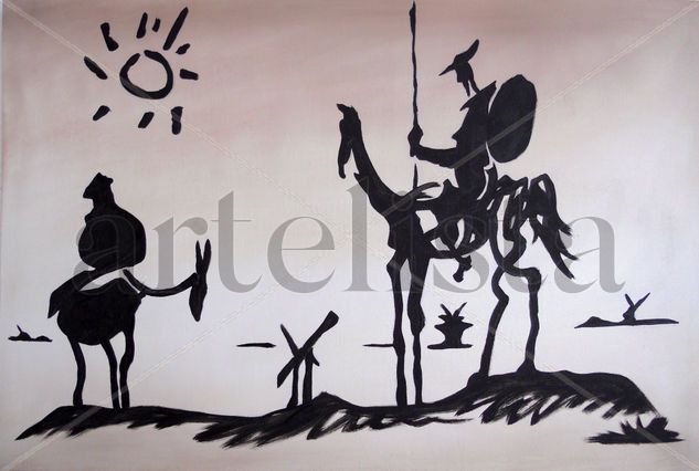 quijote sepia Óleo Lienzo Figura