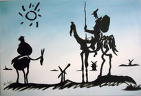 Quijote fondo azul