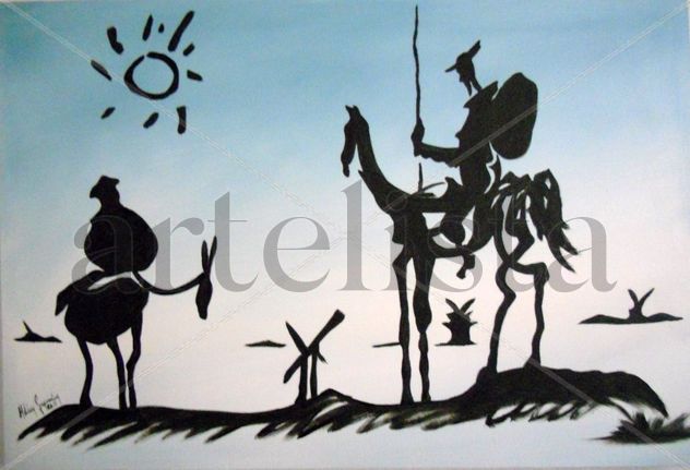 quijote fondo azul