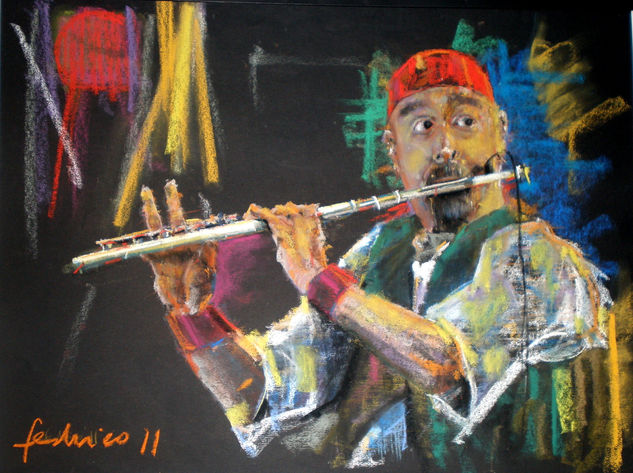 Jethro Tull Pastel Papel Retrato