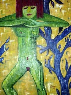 Narda arboles en azul Oil Canvas Nude Paintings