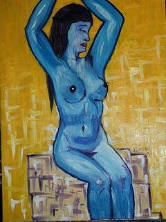 Narda en azul Oil Canvas Nude Paintings