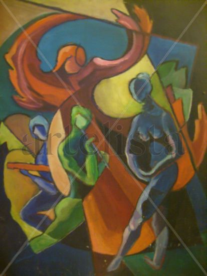 Los ángeles y la música Acrylic Canvas Figure Painting