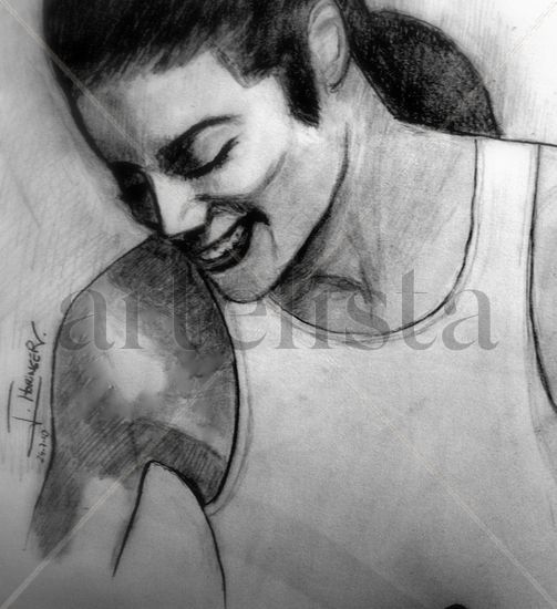 Retrato Michael Jackson Smile Pencil