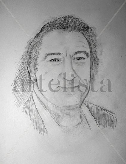 Retrato Robert de Niro madurez Lápiz