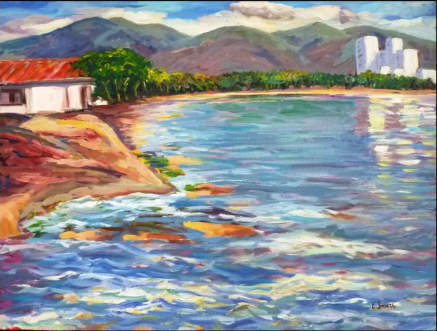 Muelle en El Rodadero Oil Canvas Landscaping