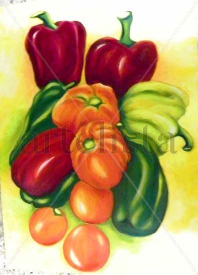 Verduras de verano Oil Textile Still Life Paintings