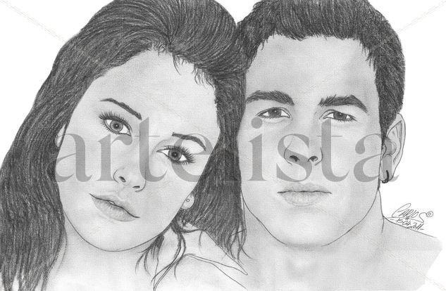 Blanca Suarez y Mario Casas Graphite Canvas Portrait